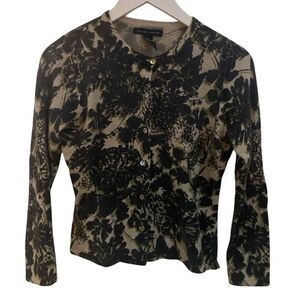 Jillian Jones cardigan, leopard wool rabbit, hair, and Gora blend tan black butt